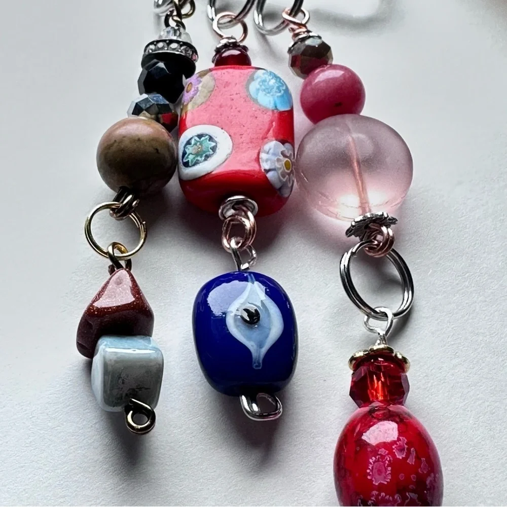 Artisan Glass Bead Brooch | Hand Crafted | Dangle Charm |  Pin Wire-Wrapped OOAK